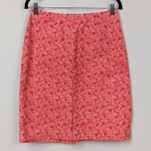 Cherokee Ditsy Floral Print Skirt Orange Pink Red Vintage Retro size 10